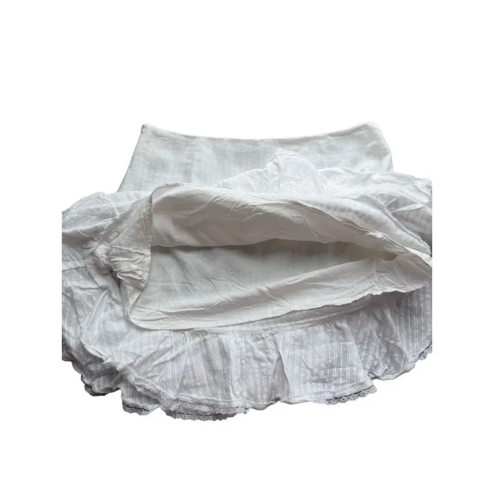 Blue Blush White Ruffled Mini Skirt